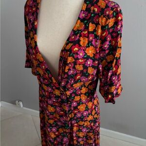 Zara Floral Mini Dress - Black, Pink, and Orange